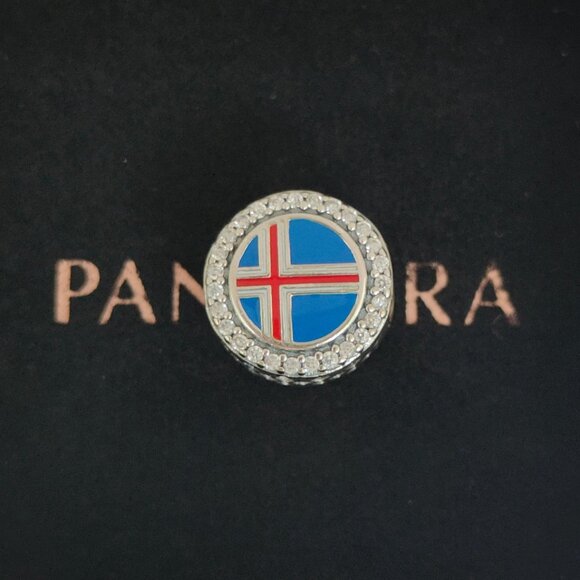 Pandora Iceland Flag Silver Charm Bead with box - Picture 1 of 8